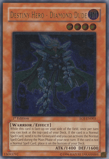1st Edition, Dark, Effect Monster, Enemy of Justice, Ultimate Rare, Unlimited, Warrior Destiny Hero - Diamond Dude [EOJ-EN003] Ultimate Rare - Trading Card World