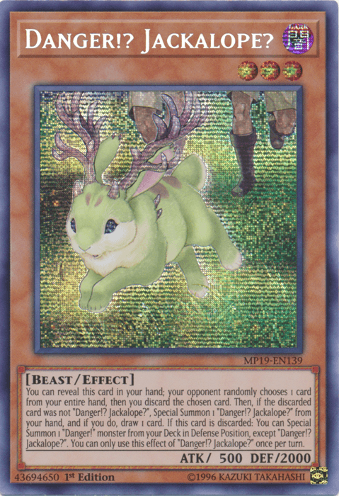 1st Edition, 2019 Gold Sarcophagus Tin Mega Pack, Beast, Dark, Effect Monster, Prismatic Secret Rare, Unlimited Danger!? Jackalope? [MP19-EN139] Prismatic Secret Rare - Trading Card World