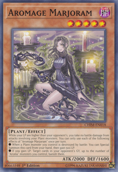 1st Edition, Chaos Impact, Common, Dark, Effect Monster, Plant, Unlimited Aromage Marjoram [CHIM-EN018] Common - Trading Card World