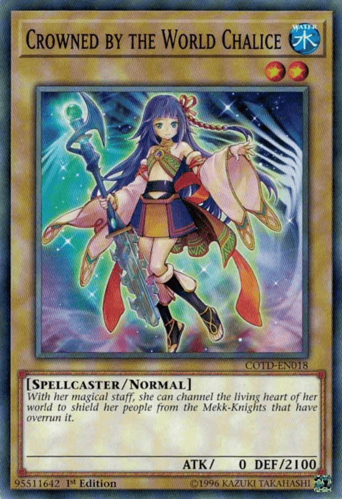 1st Edition, Code of the Duelist, Common, Normal Monster, Spellcaster, Unlimited, Water Crowned by the World Chalice [COTD-EN018] Common - Trading Card World