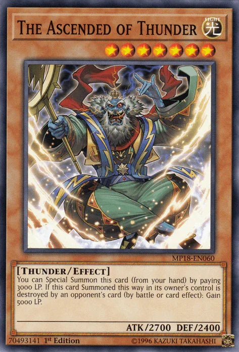 1st Edition, 2018 Mega-Tins Mega Pack, Effect Monster, Light, Short Print, Thunder The Ascended of Thunder [MP18-EN060] Short Print - Trading Card World