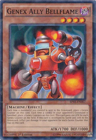 1st Edition, Battle Pack 3: Monster League, Dark, Effect Monster, Machine, Shatterfoil Rare Genex Ally Bellflame [BP03-EN082] Shatterfoil Rare - Trading Card World