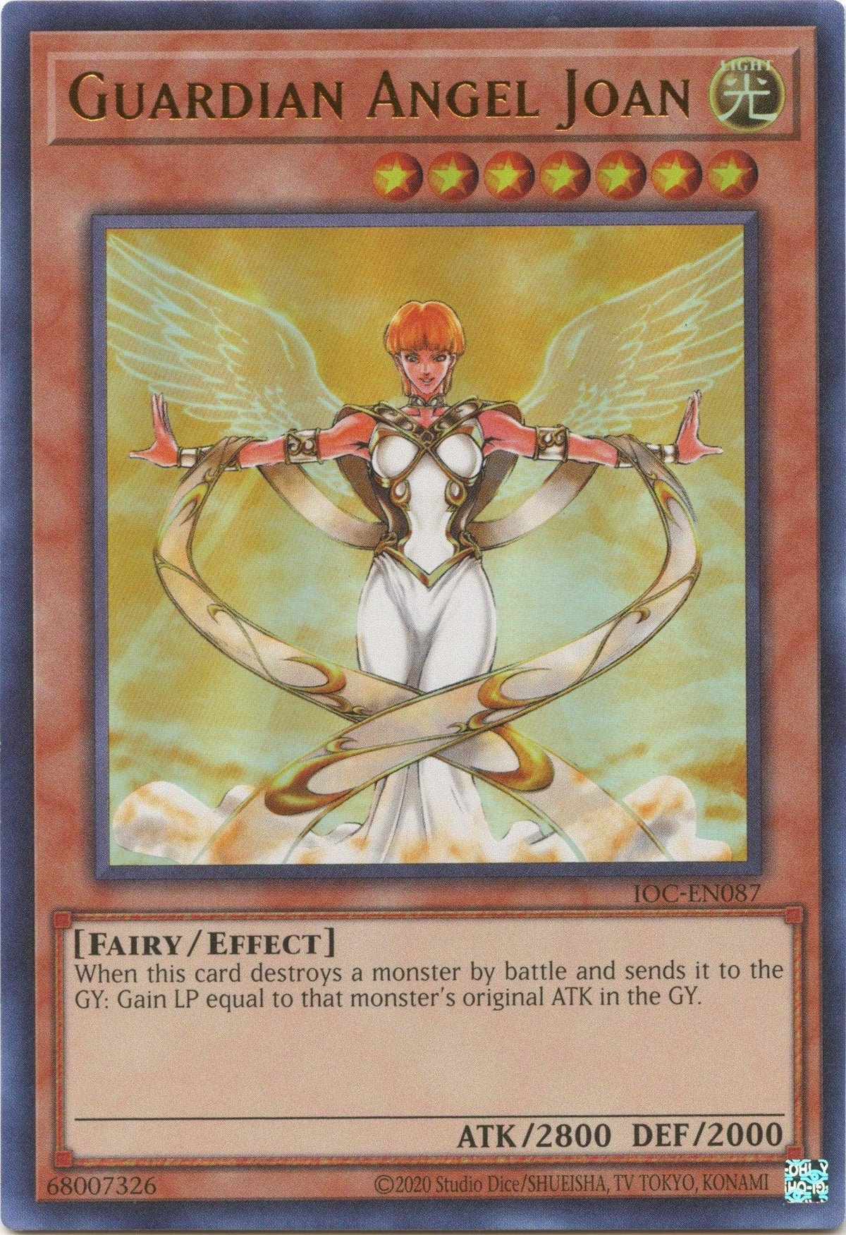 Effect Monster, Fairy, Invasion of Chaos (25th Anniversary Edition), Light, Ultra Rare, Unlimited Guardian Angel Joan (25th Anniversary) [IOC-EN087] Ultra Rare - Trading Card World