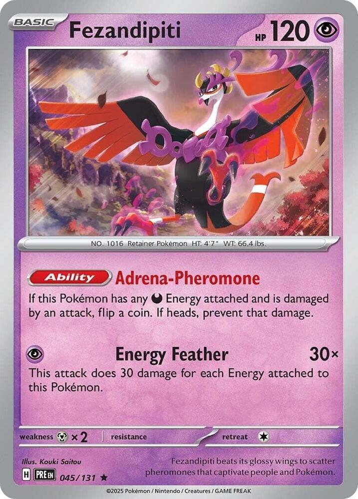 045, Holofoil, Metal [x2], Psychic, Rare, Reverse Holofoil, Scarlet & Violet: Prismatic Evolutions Fezandipiti (045/131) [Scarlet & Violet: Prismatic Evolutions] - Trading Card World