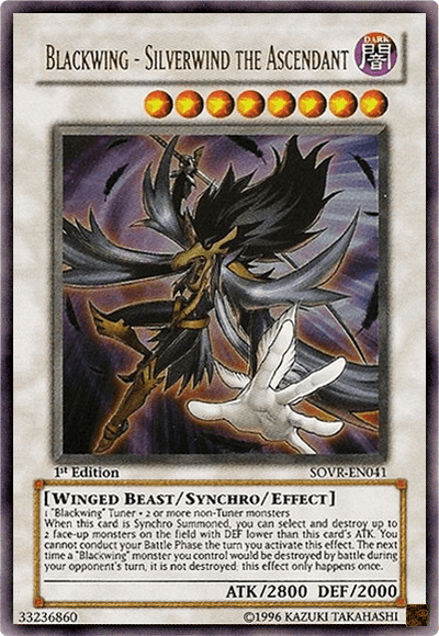 1st Edition, Dark, Stardust Overdrive, Synchro/Effect Monster, Ultra Rare, Unlimited, Winged Beast Blackwing - Silverwind the Ascendant [SOVR-EN041] Ultra Rare - Trading Card World