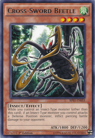 1st Edition, Battle Pack 3: Monster League, Effect Monster, Insect, Rare, Wind Cross-Sword Beetle [BP03-EN053] Rare - Trading Card World