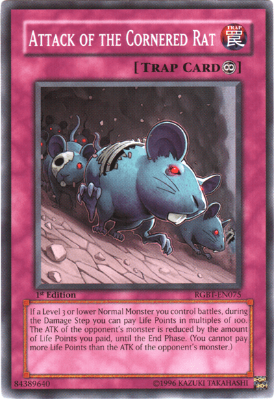 1st Edition, Common, Continuous Trap, Raging Battle, Trap, Unlimited Attack of the Cornered Rat [RGBT-EN075] Common - Trading Card World
