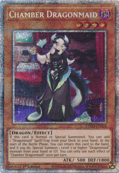 1st Edition, Dark, Dragon, Effect Monster, Eternity Code, Starlight Rare Chamber Dragonmaid [ETCO-EN026] Starlight Rare - Trading Card World
