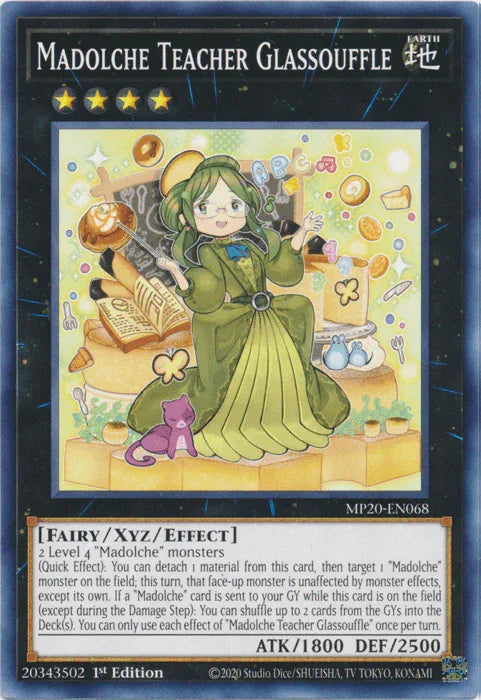 1st Edition, 2020 Tin of Lost Memories, Common, Earth, Fairy, Xyz/Effect Monster Madolche Teacher Glassouffle [MP20-EN068] Common - Trading Card World
