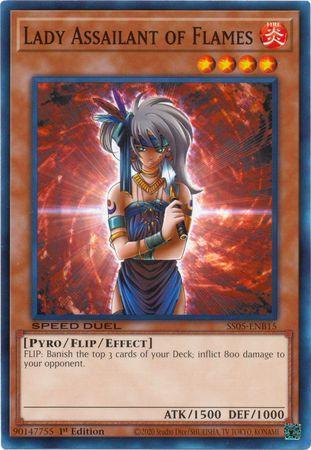 1st Edition, Common, Fire, Flip/Effect Monster, Pyro, Speed Duel: Twisted Nightmares Lady Assailant of Flames [SS05-ENB15] Common - Trading Card World