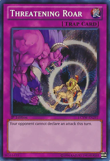 1st Edition, Legendary Collection 3: Yugi's World, Normal Trap, Secret Rare, Trap, Unlimited Threatening Roar [LCYW-EN297] Secret Rare - Trading Card World