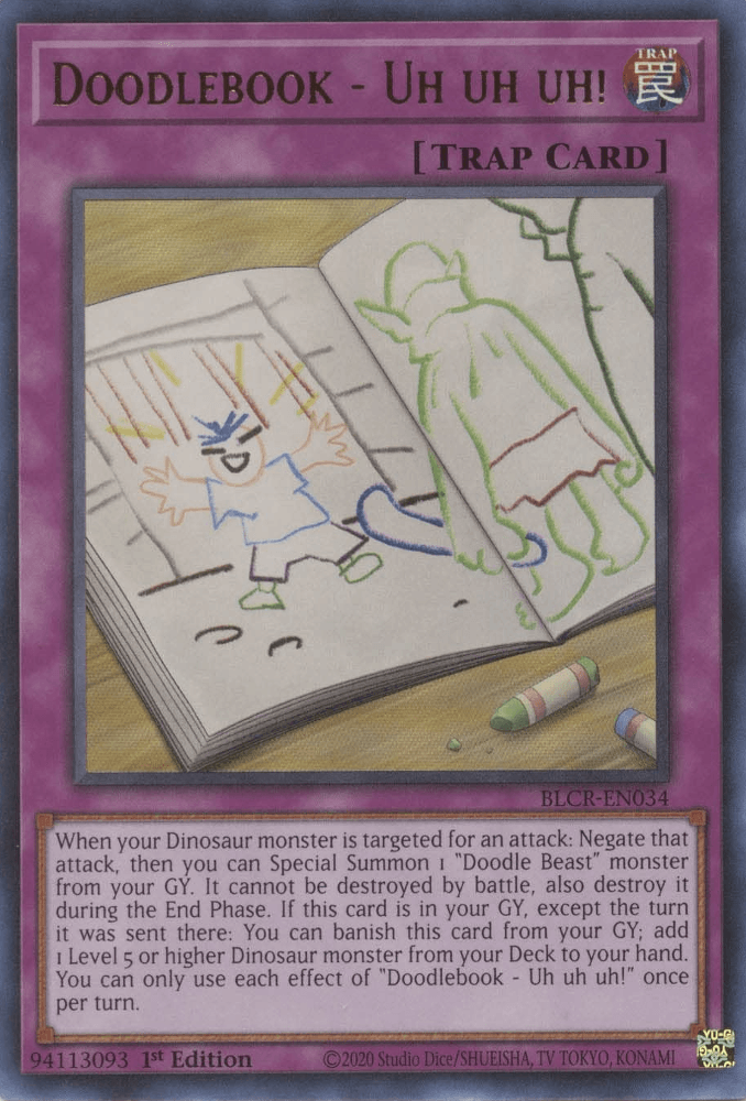 1st Edition, Battles of Legend: Crystal Revenge, Normal Trap, Trap, Ultra Rare Doodlebook - Uh uh uh! [BLCR-EN034] Ultra Rare - Trading Card World