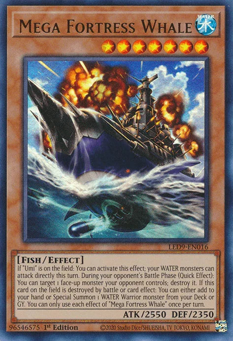 1st Edition, Effect Monster, Fish, Legendary Duelists: Duels From the Deep, Ultra Rare, Water Mega Fortress Whale [LED9-EN016] Ultra Rare - Trading Card World