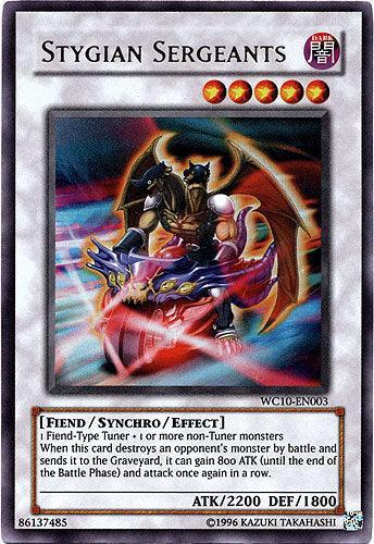 Dark, Fiend, Limited, Reverse of Arcadia Promos, Synchro/Effect Monster, Ultra Rare Stygian Sergeants [WC10-EN003] Ultra Rare - Trading Card World