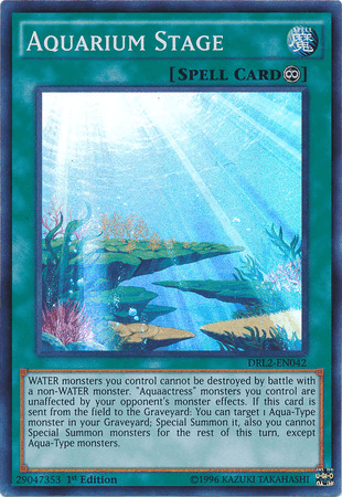 1st Edition, Continuous Spell, Dragons of Legend 2, Spell, Super Rare Aquarium Stage [DRL2-EN042] Super Rare - Trading Card World