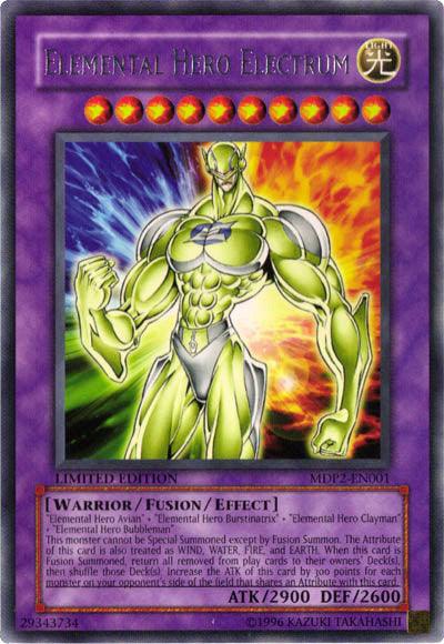 Fusion/Effect Monster, Light, Limited, McDonald's Promo Series 2, Rare, Warrior Elemental Hero Electrum [MDP2-EN001] Rare - Trading Card World