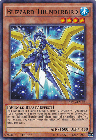 1st Edition, 2015 Mega-Tins Mega Pack, Common, Effect Monster, Water, Winged Beast Blizzard Thunderbird [MP15-EN005] Common - Trading Card World