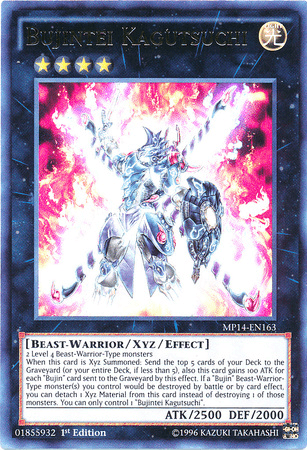 1st Edition, 2014 Mega-Tins Mega Pack, Beast-Warrior, Light, Ultra Rare, Xyz/Effect Monster Bujintei Kagutsuchi [MP14-EN163] Ultra Rare - Trading Card World