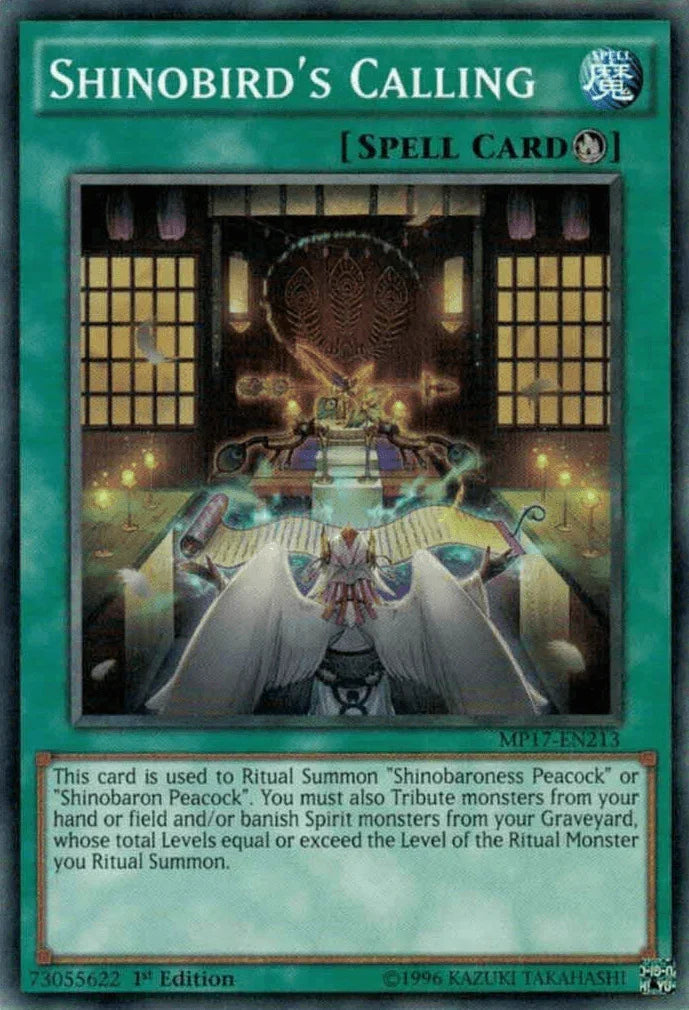 1st Edition, 2017 Mega-Tins Mega Pack, Common, Ritual Spell, Spell Shinobird's Calling [MP17-EN213] Common - Trading Card World