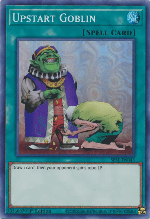 1st Edition, Normal Spell, Secret Slayers, Spell, Super Rare Upstart Goblin [SESL-EN043] Super Rare - Trading Card World