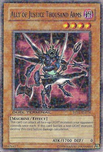 Common, Dark, Duel Terminal 1, Effect Monster, Limited, Machine Ally of Justice Thousand Arms [DT01-EN078] Common - Trading Card World