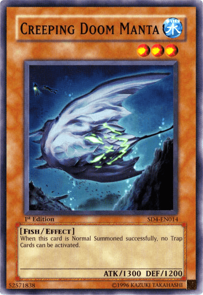 1st Edition, Common, Effect Monster, Fish, Structure Deck: Fury from the Deep, Water Creeping Doom Manta [SD4-EN014] Common - Trading Card World