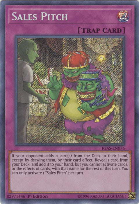 1st Edition, Ignition Assault, Normal Trap, Secret Rare, Trap, Unlimited Sales Pitch [IGAS-EN076] Secret Rare - Trading Card World