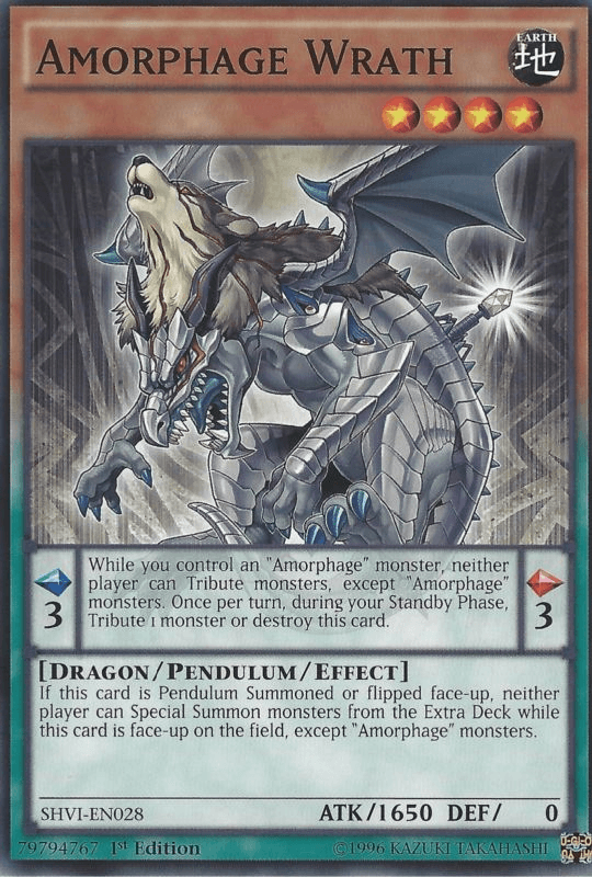 1st Edition, Common, Dragon, Earth, Pendulum/Effect Monster, Shining Victories, Unlimited Amorphage Wrath [SHVI-EN028] Common - Trading Card World