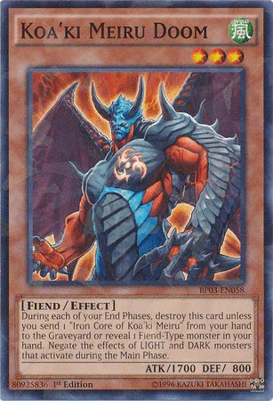 1st Edition, Battle Pack 3: Monster League, Effect Monster, Fiend, Shatterfoil Rare, Wind Koa'ki Meiru Doom [BP03-EN058] Shatterfoil Rare - Trading Card World