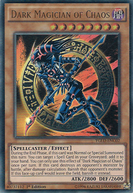 1st Edition, Dark, Effect Monster, King of Games: Yugi's Legendary Decks, Spellcaster, Ultra Rare, Unlimited Dark Magician of Chaos [YGLD-ENC02] Ultra Rare - Trading Card World