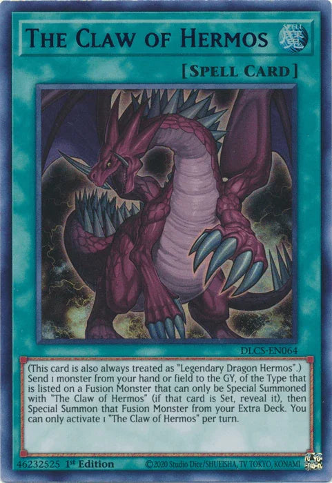 1st Edition, Dragons of Legend: The Complete Series, Normal Spell, Spell, Ultra Rare The Claw of Hermos (Blue) [DLCS-EN064] Ultra Rare - Trading Card World