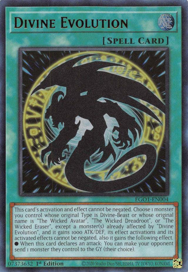 1st Edition, Egyptian God Deck: Obelisk the Tormentor, Normal Spell, Spell, Ultra Rare Divine Evolution [EGO1-EN004] Ultra Rare - Trading Card World