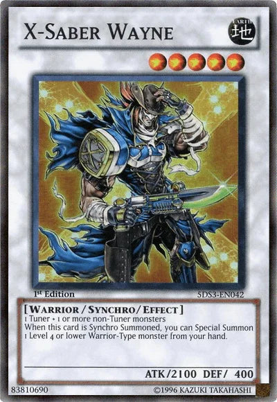 1st Edition, Earth, Starter Deck: Duelist Toolbox, Super Rare, Synchro/Effect Monster, Warrior X-Saber Wayne [5DS3-EN042] Super Rare - Trading Card World