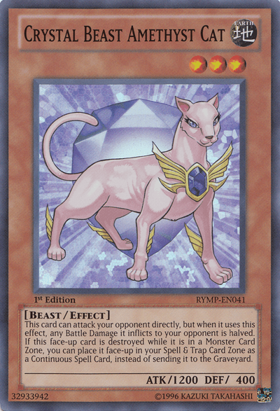1st Edition, Beast, Earth, Effect Monster, Ra Yellow Mega Pack, Super Rare, Unlimited Crystal Beast Amethyst Cat [RYMP-EN041] Super Rare - Trading Card World