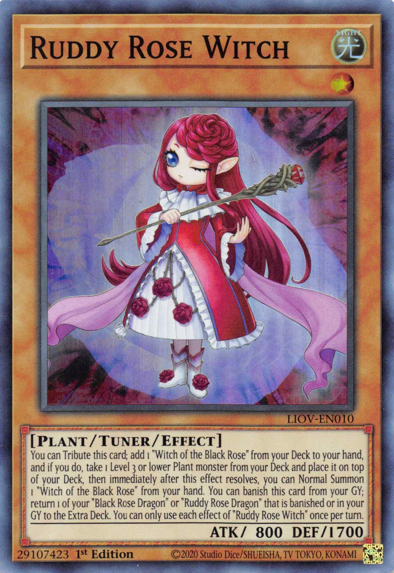 1st Edition, Light, Lightning Overdrive, Plant, Super Rare, Tuner/Effect Monster Ruddy Rose Witch [LIOV-EN010] Super Rare - Trading Card World