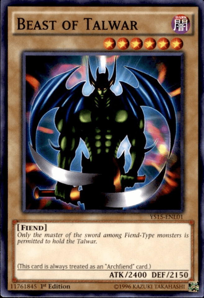 1st Edition, Common, Dark, Fiend, Normal Monster, Starter Deck: Dark Legion Beast of Talwar [YS15-ENL01] Common - Trading Card World