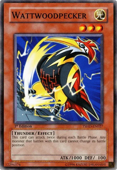 1st Edition, Common, Effect Monster, Light, The Shining Darkness, Thunder, Unlimited Wattwoodpecker [TSHD-EN027] Common - Trading Card World