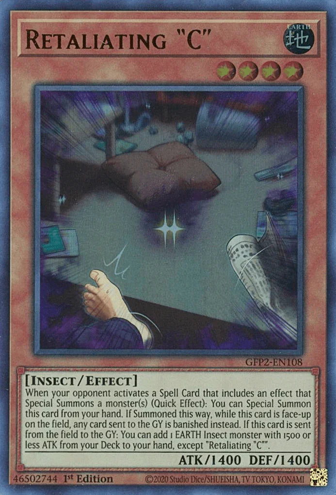 1st Edition, Earth, Effect Monster, Ghosts From the Past: The 2nd Haunting, Insect, Ultra Rare Retaliating C [GFP2-EN108] Ultra Rare - Trading Card World