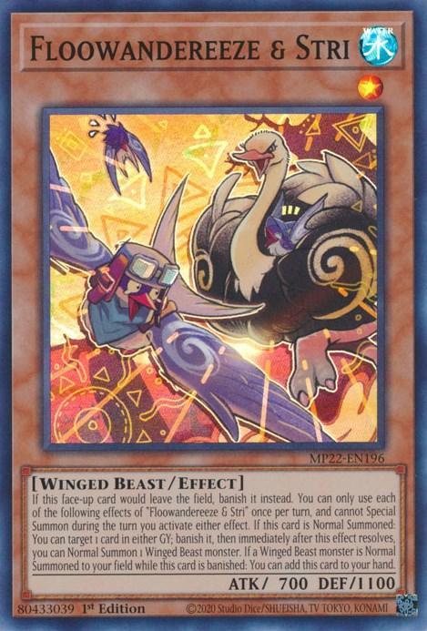 1st Edition, 2022 Tin of the Pharaoh's Gods, Effect Monster, Super Rare, Water, Winged Beast Floowandereeze & Stri [MP22-EN196] Super Rare - Trading Card World