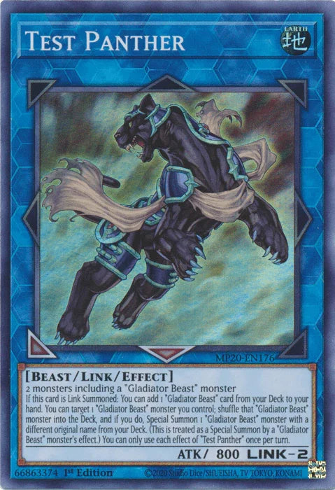 1st Edition, 2020 Tin of Lost Memories, Beast, Earth, Link/Effect Monster, Super Rare Test Panther [MP20-EN176] Super Rare - Trading Card World