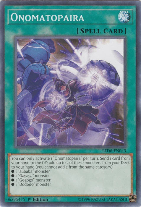 1st Edition, Common, Legendary Duelists: Magical Hero, Normal Spell, Spell, Unlimited Onomatopaira [LED6-EN043] Common - Trading Card World