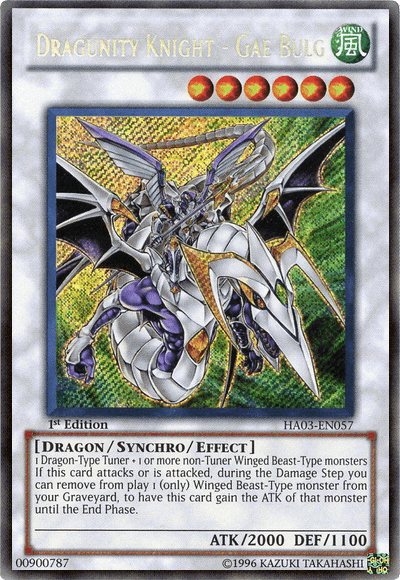 1st Edition, Dragon, Hidden Arsenal 3, Secret Rare, Synchro/Effect Monster, Unlimited, Wind Dragunity Knight - Gae Bulg [HA03-EN057] Secret Rare - Trading Card World