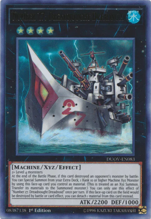 1st Edition, Duel Overload, Machine, Ultra Rare, Water, Xyz/Effect Monster Number 27: Dreadnought Dreadnoid [DUOV-EN083] Ultra Rare - Trading Card World