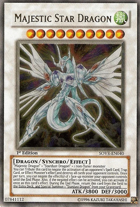 1st Edition, Dragon, Stardust Overdrive, Synchro/Effect Monster, Ultra Rare, Unlimited, Wind Majestic Star Dragon [SOVR-EN040] Ultra Rare - Trading Card World