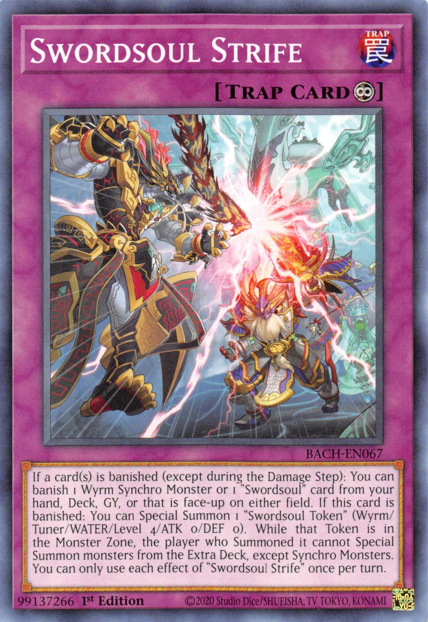 1st Edition, Battle of Chaos, Common, Continuous Trap, Trap Swordsoul Strife [BACH-EN067] Common - Trading Card World