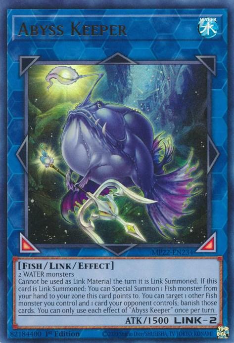 1st Edition, 2022 Tin of the Pharaoh's Gods, Fish, Link/Effect Monster, Ultra Rare, Water Abyss Keeper [MP22-EN234] Ultra Rare - Trading Card World