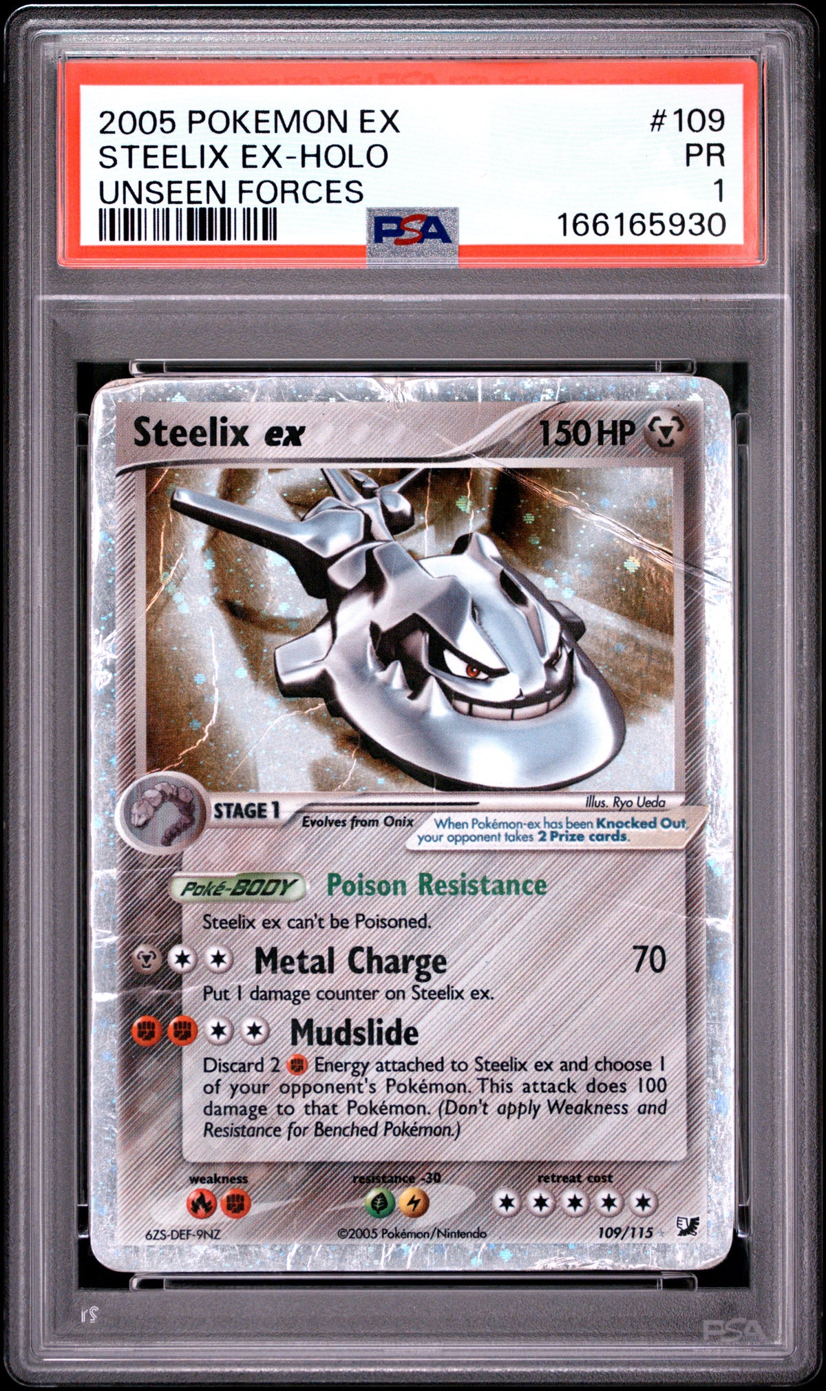 PSA 1 Steelix EX (Holo Unseen Forces) #109 · Unseen Forces · 2005 — front