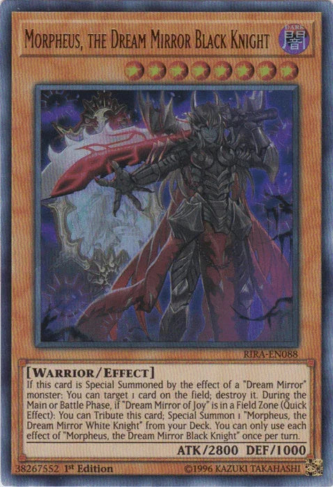 1st Edition, Dark, Effect Monster, Rising Rampage, Ultra Rare, Unlimited, Warrior Morpheus, the Dream Mirror Black Knight [RIRA-EN088] Ultra Rare - Trading Card World