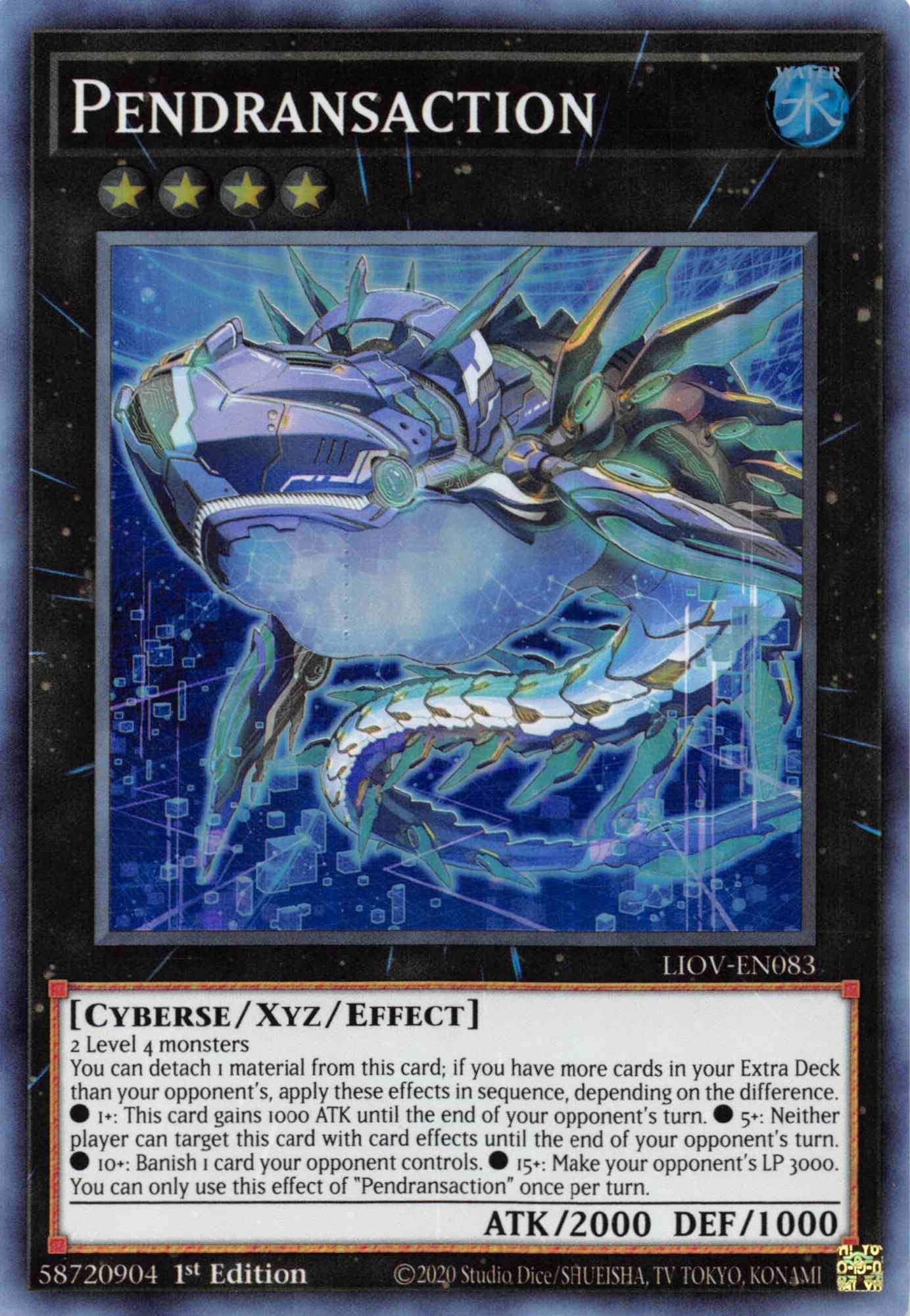 1st Edition, Cyberse, Lightning Overdrive, Super Rare, Water, Xyz/Effect Monster Pendransaction [LIOV-EN083] Super Rare - Trading Card World