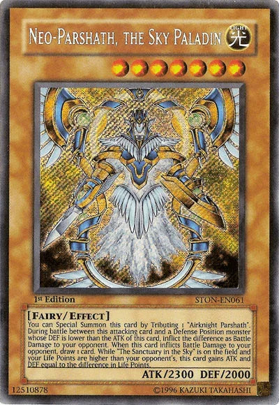 1st Edition, Effect Monster, Fairy, Light, Secret Rare, Strike of Neos, Unlimited Neo-Parshath, The Sky Paladin [STON-EN061] Secret Rare - Trading Card World